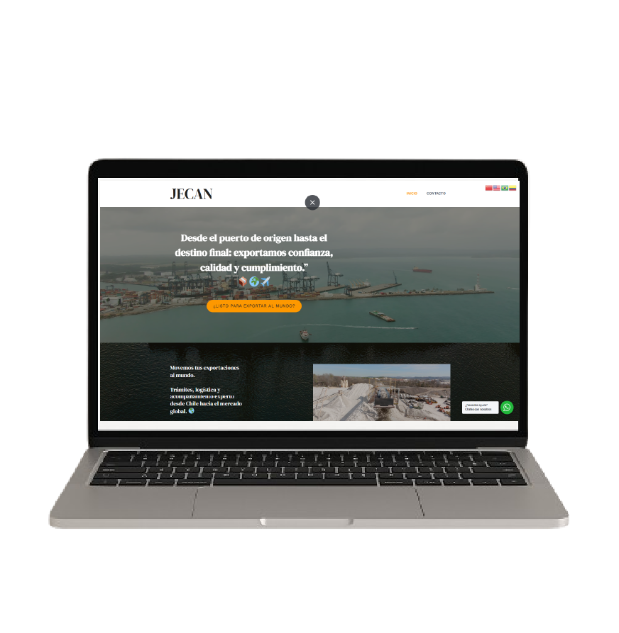 Detalle de página interna de JECAN, servicios de importación y exportación